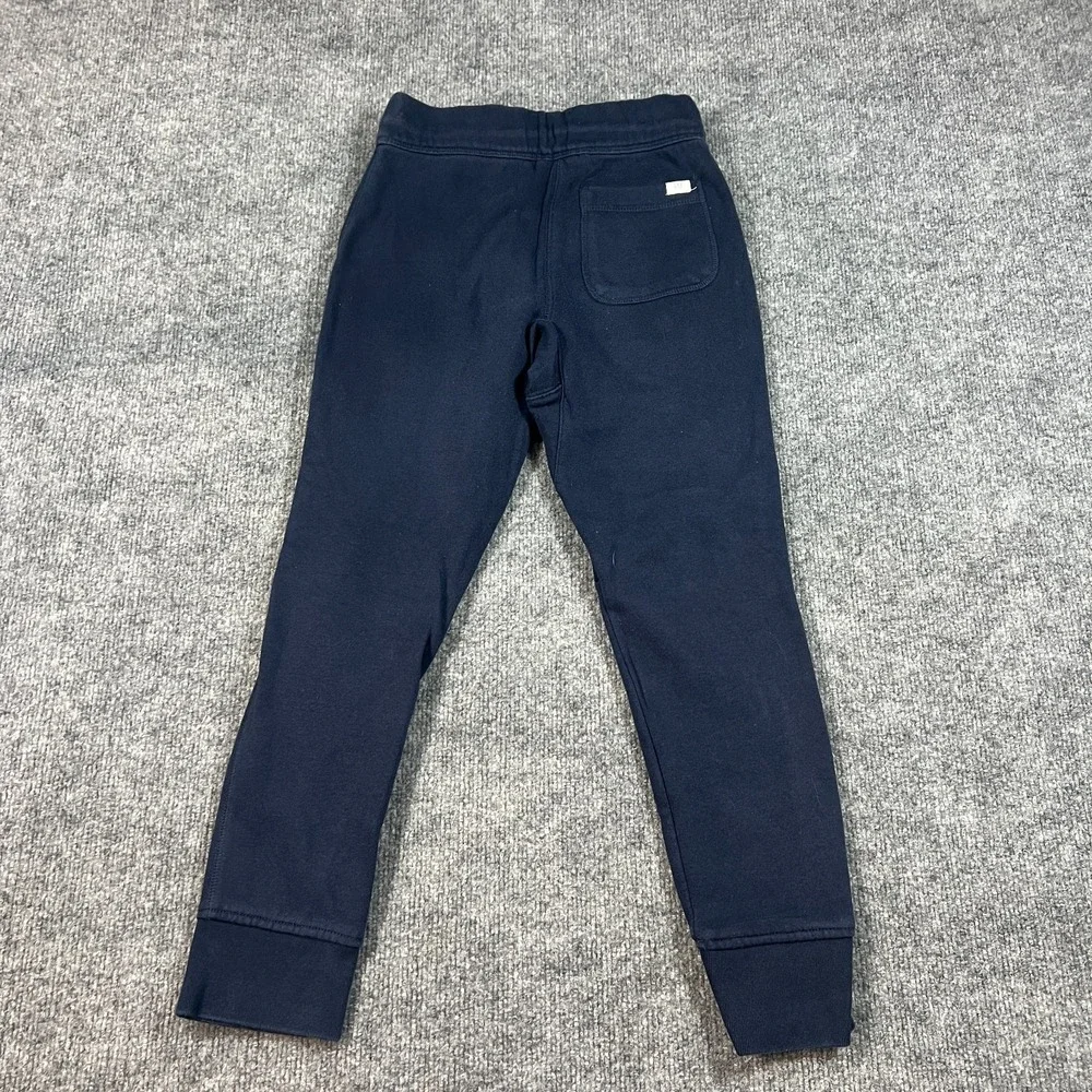 Gap Sweatpants Boys Medium Navy Blue Fleece‎ Lined Logo Tapered Leg Drawstring